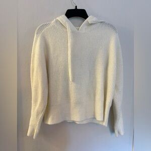 Lucky Brand Ivory Knit Fuzzy Hooded Sweater - Size Medium